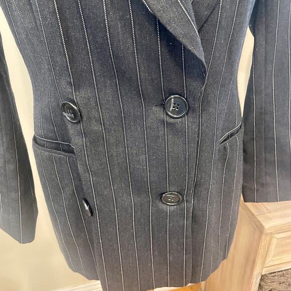 Vintage MARK EISEN COUTURE Pin Stripe Double Breasted Blazer Sz 4 - Picture 2 of 8